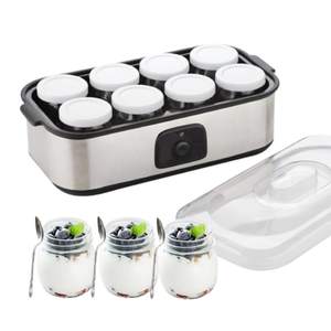 Preparación de yogur griego portátil de acero inoxidable de grado alimenticio Control mecánico 8 frascos de vidrio 1.6L Fabricantes de yogur eléctrico - Product Image 1