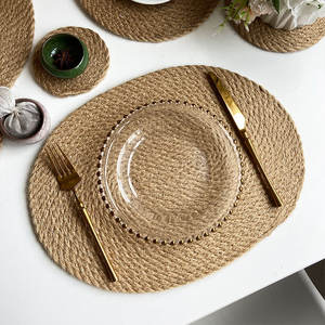 Vente en gros de sets de table tissés ronds personnalisés 100% <span class=keywords><strong>jute</strong></span> naturel, sets de table ronds antidérapants pour table à manger - Product Image 3