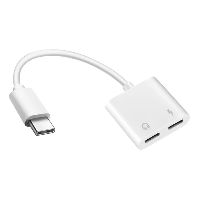 2 IN 1 Dual Interface Charge Splitter Connector Cable Earphone Converters Type C Audio Adapter with Fast Charging Dongle