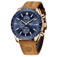 NIBOSI nouveau hommes montre 2615 affaires multi-fuseau horaire montre-bracelet étanche fonction analogique Date montre à Quartz