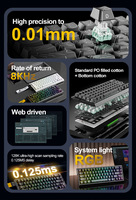 Teclado Compacto Magnético Attack Shark X68HE de 66 Teclas, Programable, con Controlador Web, Retroiluminación RGB Completa, Intercambiable en Caliente, para Juegos
