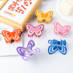 Korean Ins Style Solid Color Plastic Unisex Butterfly Hair Claw Clips Daily Use Elegant Accessories Wholesale - Product Image 2