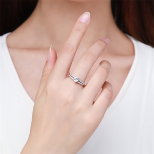 Cincin Pernikahan Mewah Trendy Chunky Perak 925 Perhiasan Berlian Bentuk Hati untuk Wanita - Product Image 2