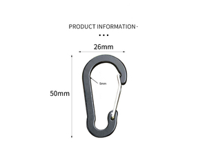 Phẳng hình bầu nhỏ Carabiner kim loại móc khóa leo núi khóa mùa xuân Snap móc 50mm dây cổng nhôm Carabiner - Product Image 2