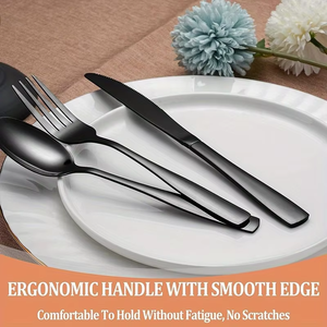Custom logo Metal Cheap Restaurant Kitchen Matte Black Flatware Cutlery <b>Set</b> Stainless Steel Wholesale - Product Image 3