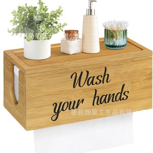 Distributeur de papier toilette mural en bois, boîte de rangement rectangulaire pour salle de bain, usage domestique - Product Image 5