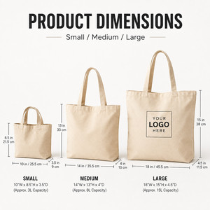 Custom Logo Cotton <b>Canvas</b> Tote Bag with Inner Zipper Pocket Reinforced Handles and Multiple Sizes for Daily Shopping - Product Image 4