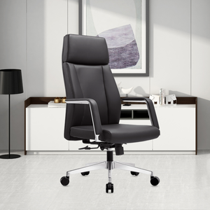 Silla de Oficina Ejecutiva de Cuero PU Negro Marrón al por Mayor con Reposabrazos y Gran Capacidad de Carga - Product Image 1