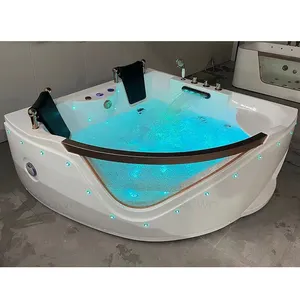 Angolo 2 persona vasca da bagno con rubinetto oro rosa spa vasche idromassaggio terapia della luce in vetroresina tina cabane bidet banheira