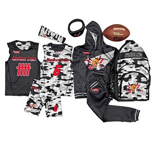 Nouvel ensemble uniforme de football américain NewRacer Stars, imprimé camouflage, anti-humidité, 100 % polyester, taille élastique, tenue de sport complète - Product Image 1