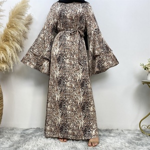 6528# Arabic Silk Satin Abaya Dress Muslim Modest Fashion Dresses Dubai Islamic Clothing for Women - Product Image 2