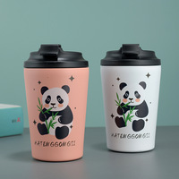 Madou Mini 304 Cangkir Kopi Stainless Steel Vacuum Thermos Tumbler dengan Cetakan Logo Panda Mug Hadiah Camping Lucu dengan Tutup