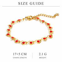 Bracelet en acier inoxydable à maillons en forme de cœur, chaîne en zircon rouge, bijoux de poignet unisexe, vacances à la plage, fête