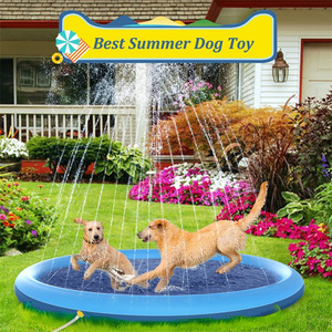 PVC <b>Inflatable</b> Water Spray Mat For Dogs 170cm Outdoor Pet <b>Bathing</b> Play Toy Light Blue - Product Image 5