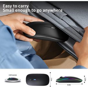 Ratón Inalámbrico KANMABPC Recargable, Retroiluminado, Silencioso, Modo Dual para USB Tipo-C 5.2 con Luces LED, Portátil - Product Image 6