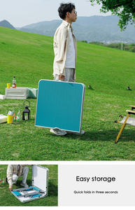 Alta calidad portátil azul aluminio al aire libre plegable Picnic barbacoa Camping Mesa sillas conjunto diseño moderno Venta caliente para la playa - Product Image 3