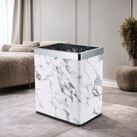 Poubelle rectangulaire en PU et métal, corbeille à papier pour salle de bain, poubelle en acier inoxydable, mini poubelle fine pour la maison et les toilettes