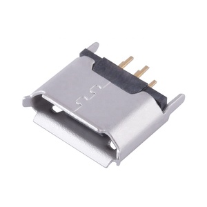 Conector <span class=keywords><strong>Micro</strong></span> <span class=keywords><strong>USB</strong></span> <span class=keywords><strong>2.0</strong></span> Hembra de 5 Pines, Puerto de Carga Vertical Tipo DIP de 180 Grados - Product Image 1