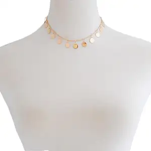 New Thời Trang Vàng Sáng Bóng Màu Sequins Coin Tua Mặt Dây Chuyền Phụ Nữ Choker Nữ Vòng Cổ Chuỗi Ngắn Collares Vòng Cổ Trang Sức Quà Tặng