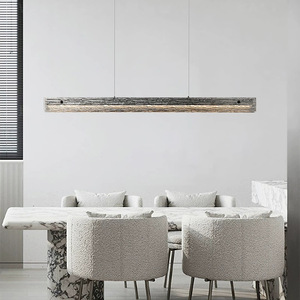 Italian Minimalist Dining Pendant <b>Light</b> Wooden Rectangle <b>LED</b> Single Head Modern Nordic Design - Product Image 1