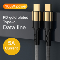Cable USB C de Carga Rápida Dorado de 100W, 5A/3A, Cobre Puro para iPhone, Cable USB para Teléfono Móvil y Cable Cargador Tipo C