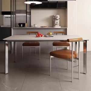 Table à manger en dalle de pierre de style italien minimaliste pour la maison et les restaurants, mobilier de salle à manger rectangulaire moderne et design - Product Image 3
