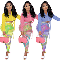 2021 nouveautés Offre Spéciale Clubwear pantalons ensembles pour femmes solide pansement petit haut 2 pièces ensemble imprimer maille Legging costume décontracté