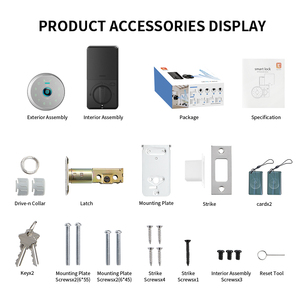 वेदरप्रूफ आउटडोर बायोमेट्रिक स्मार्ट लॉक लकड़ी का धातु दरवाजा हम मानक एकल सिलेंडर डेडबोल्ट डिजिटल कीपैड एंट्री वाईफाई ट्यूया - Product Image 6