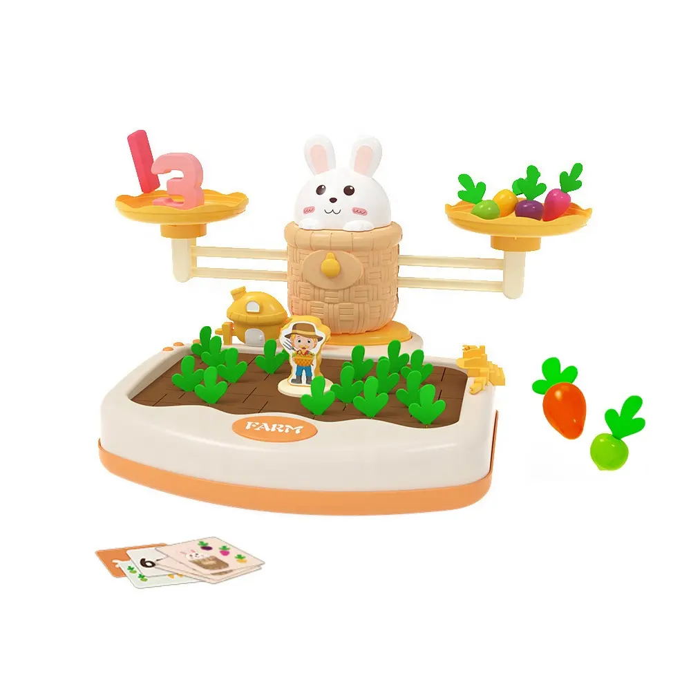 Montessori mathematics learning carrot balance weighing game rabbit scale toy happy farm carrot pulling memory game with 48 card