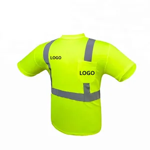 Camiseta DE SEGURIDAD reflectante de alta visibilidad Impresión personalizada Logo Tela Cinta para correr Camisetas DE TRABAJO reflectantes de seguridad