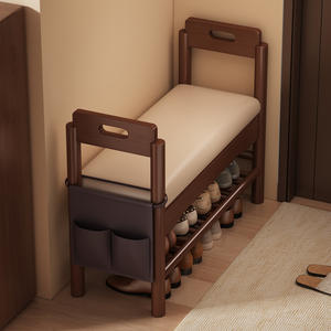 Banco de Bambú Multifuncional de Diseño Moderno y Simple con Zapatero, Otomana Larga para Sentarse - Product Image 2