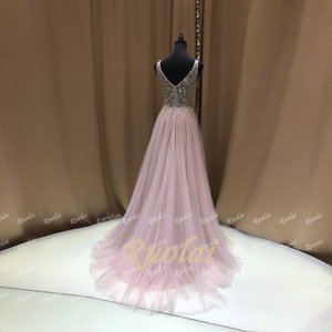Ruolai Vestidos <span class=keywords><strong>de</strong></span> Noche <span class=keywords><strong>de</strong></span> lentejuelas con cuentas <span class=keywords><strong>de</strong></span> <span class=keywords><strong>alta</strong></span> moda con cuello en V para mujer - Product Image 3