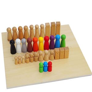 Jouets éducatifs Montessori personnalisés jouer à la cheville en bois poupées pour enfants bricolage bois décoration de gâteau rond plaine chevilles vierges pour jouets - Product Image 6