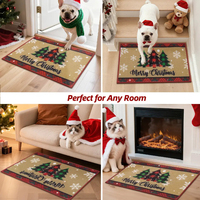 Motif de décoration flocon de neige de Noël lavable Bienvenue tapis de porte d'entrée absorbant antidérapant tapis de porte intérieure