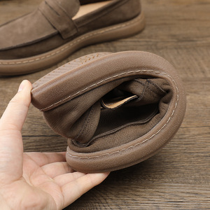 Mocassins pour hommes en faux daim, bout rond, à enfiler, semelle extérieure en caoutchouc amortie, toutes saisons, chaussures robustes - Product Image 2