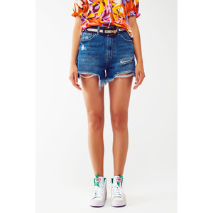 Jeans Cortos Desgastados en Lavado Medio - Product Image 2