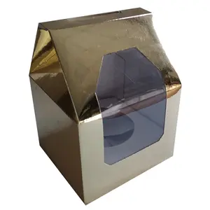 Bedrukking Gebak Verpakking Doos Met Venster Vouwen Papier Mode Stijl 1 Gat Cupcake Dozen