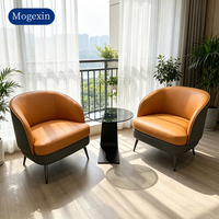 Fauteuil d'appoint moderne de luxe léger, personnalisable, bicolore, en similicuir contrastant, avec pieds en métal, pour salon et chambre
