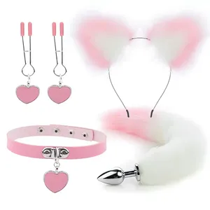 Pinza de Pelo con Orejas de Gato, Tapón Anal de Cola de Zorro para Patio Trasero, Suministros Sexuales Masculinos y Femeninos, Traje Sexual de Metal Sm, Cola de Zorro - Product Image 6