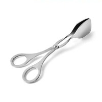 Pince de cuisine en acier inoxydable à double trou, type ciseaux, pour fruits, buffet, desserts, gâteaux, pain, salades et aliments