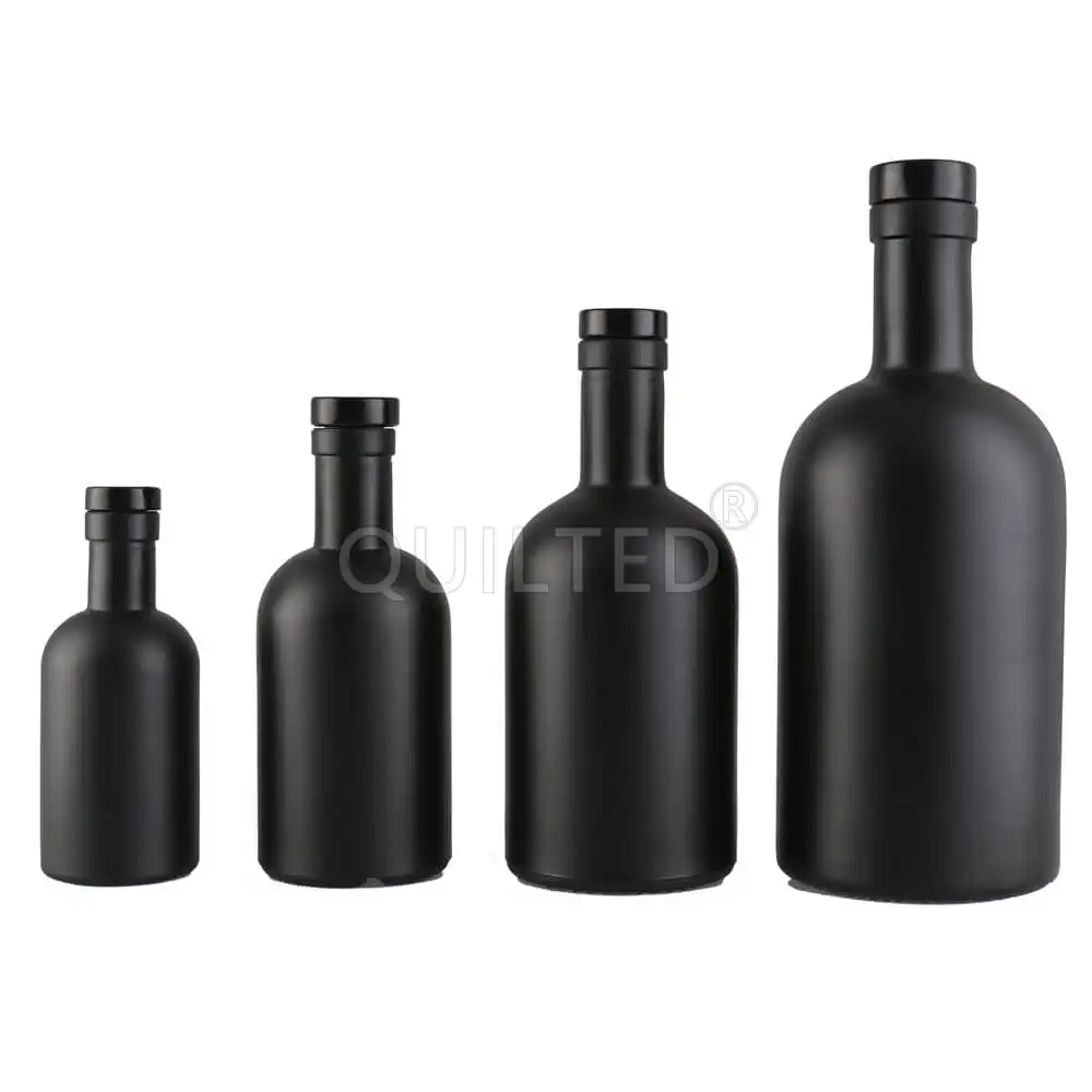 Odm Oem Clear Oslo Matte Black Vacío 750 Ml 700 Ml 500Ml Tequila Gin Vino Licor Licores Ron Vodka Whisky Botella de vidrio Fábrica