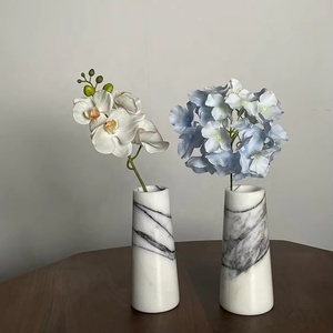 Stonekoc italiano minimalista lilla marmo bianco vaso in pietra modello casa arredamento morbido fiori secchi - Product Image 1