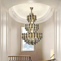 Lustres en cristal LED sur mesure de grande taille pour la décoration intérieure de luxe, plafonds hauts, bâtiments en duplex, grands hôtels, églises, escaliers