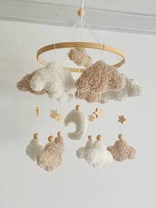 Nuvole mobili per bambini tessuto <span class=keywords><strong>Ecru</strong></span> naturale per decorazione culla - Product Image 2