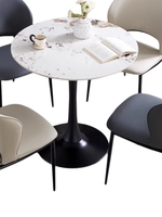 Petite table à thé moderne et luxueuse en ardoise, ensemble de chaises de salle à manger pour la réception d'un hôtel, café ou balcon pour la boutique de thé au lait