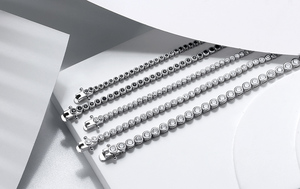 Mới đến của phụ nữ cổ điển quần vợt chuỗi Iced ra chiều dài khác nhau 925 Sterling <span class=keywords><strong>Silver</strong></span> bạc với Zirconia kim cương quần vợt chuỗi - Product Image 5