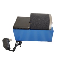 REALMAX 220V Polisseuse à Tambour Unique en Caoutchouc Bleu, Mini Machine à Polir les Pierres, Polisseuse de Pierres à Tambour Unique, Machine à Polir le Silicone