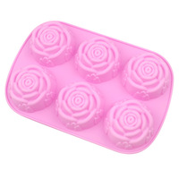Großhandel 6-fach Rosenblüten-Seifenform aus Silikon für Hochzeitsgeschenke DIY Handgemachte Rosen-Seifenform für Muttertagsgeschenke