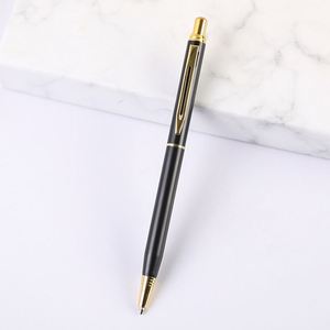 Matte Black Gold Trim Click Metal Ballpoint Pen, Classic Executive Retractable Signature Pen Custom Logo for Business - Product Image 5