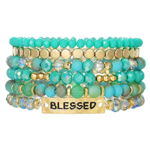 Fashion Beaded <b>Bracelet</b> Set 6Pc Multi Layer <b>Crystal</b> Bohemian Style Unisex Gift Jewelry - Product Image 5